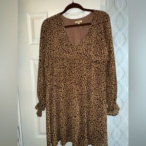 Kori Brown Leopard Long Sleeve Dress